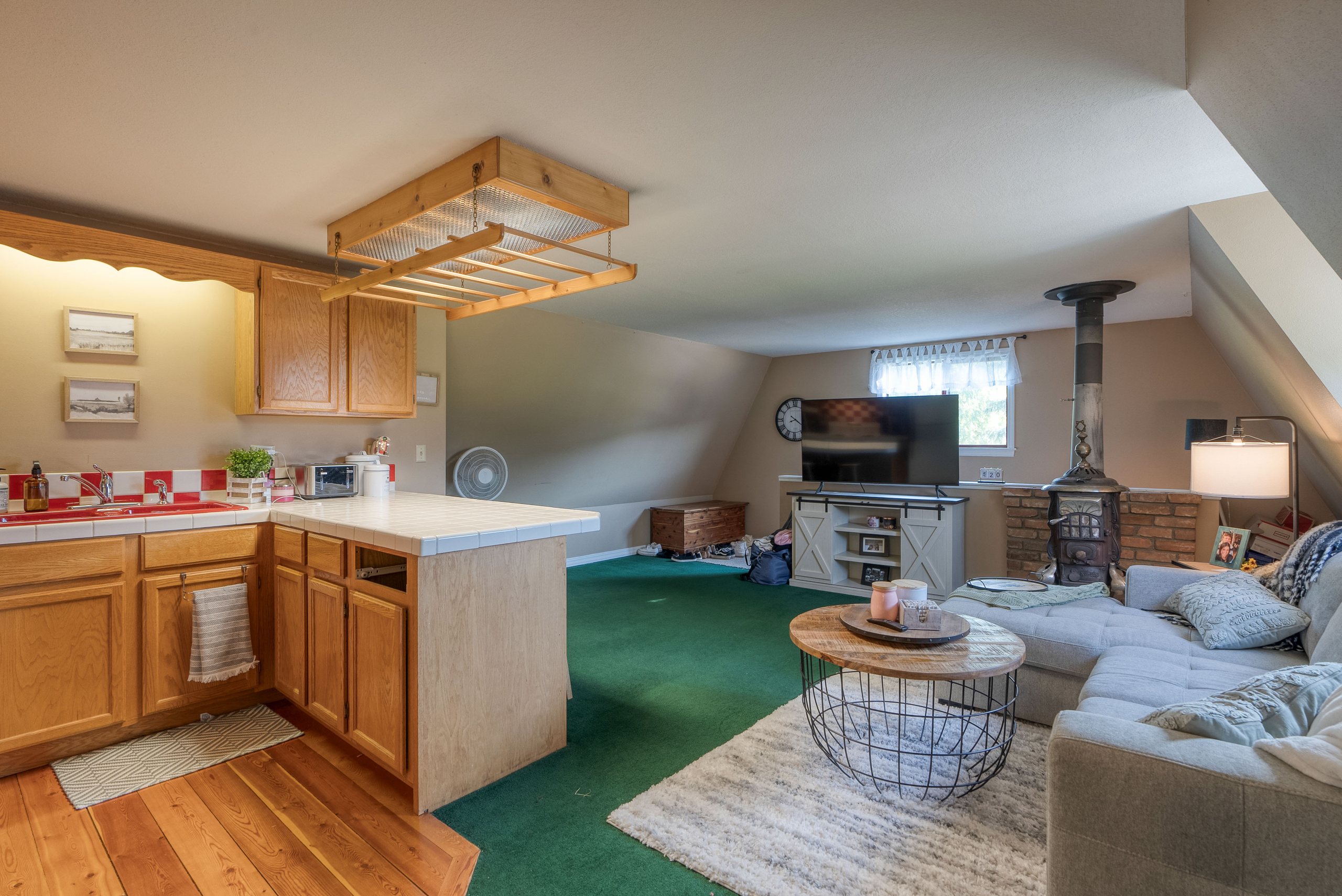Guest apartment living space above the detached garage